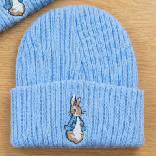 KW118: Baby Embroidered Blue Bunny Rabbit Knitted Hat (Newborn -3 Months)